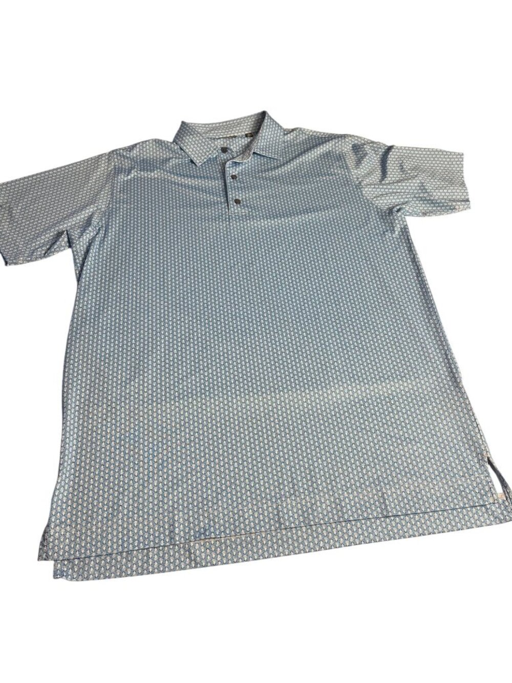 Footjoy Mens Blue Seashell Pattern Polo Shirt XL Short Sleeve Golf Performance